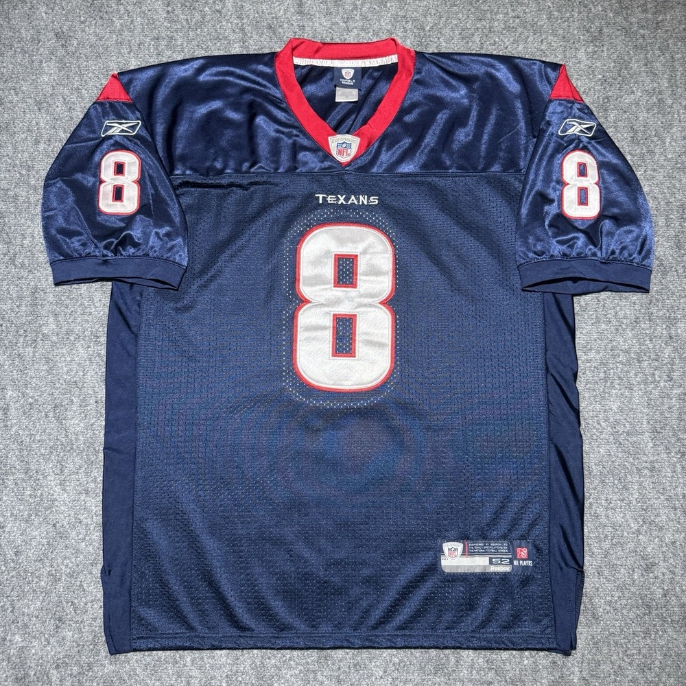VTG Reebok Houston Texans Football Jersey Men 52 NFL Blue #8 SCHAUB Embroidered